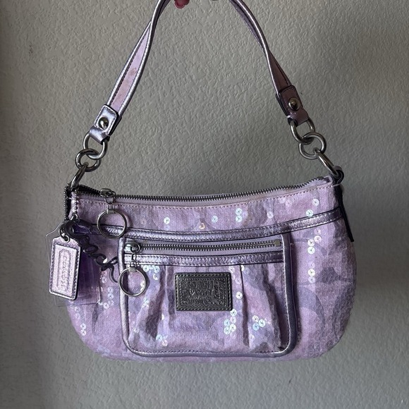 Coach Handbags - Vtg COACH Poppy Pink Purple Sequin Signature C Shoulder Bag Mcbling Y2K
